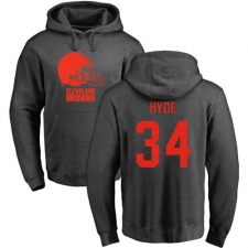 NFL Nike Cleveland Browns #34 Carlos Hyde Ash One Color Pullover Hoodie