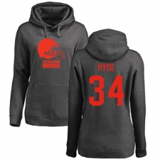 NFL Women's Nike Cleveland Browns #34 Carlos Hyde Ash One Color Pullover Hoodie