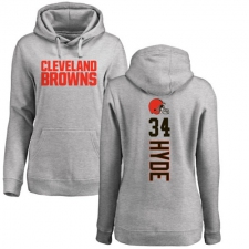 NFL Women's Nike Cleveland Browns #34 Carlos Hyde Ash Pullover Hoodie