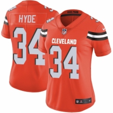 Women's Nike Cleveland Browns #34 Carlos Hyde Orange Alternate Vapor Untouchable Elite Player NFL Jersey