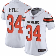 Women's Nike Cleveland Browns #34 Carlos Hyde White Vapor Untouchable Elite Player NFL Jersey