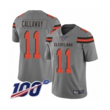 Youth Cleveland Browns #11 Antonio Callaway Limited Gray Inverted Legend 100th Season Football Jersey