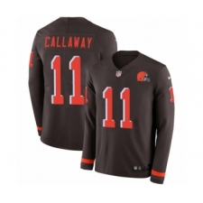 Youth Nike Cleveland Browns #11 Antonio Callaway Limited Brown Therma Long Sleeve NFL Jersey