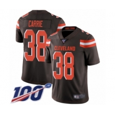 Men's Cleveland Browns #38 T. J. Carrie Brown Team Color Vapor Untouchable Limited Player 100th Season Football Jersey