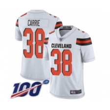 Men's Cleveland Browns #38 T. J. Carrie White Vapor Untouchable Limited Player 100th Season Football Jersey
