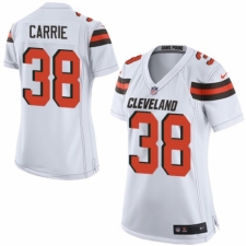 Women's Nike Cleveland Browns #38 T. J. Carrie Game White NFL Jersey