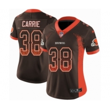 Women's Nike Cleveland Browns #38 T. J. Carrie Limited Brown Rush Drift Fashion NFL Jersey