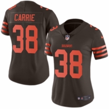 Women's Nike Cleveland Browns #38 T. J. Carrie Limited Brown Rush Vapor Untouchable NFL Jersey