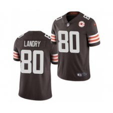 Men's Cleveland Browns #80 Jarvis Landry 2021 Brown 75th Anniversary Patch Vapor Untouchable Limited Jersey