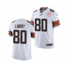 Men's Cleveland Browns #80 Jarvis Landry 2021 White 75th Anniversary Patch Vapor Untouchable Limited Jersey