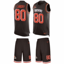 Men's Nike Cleveland Browns #80 Jarvis Landry Limited Brown Tank Top Suit NFL Jersey