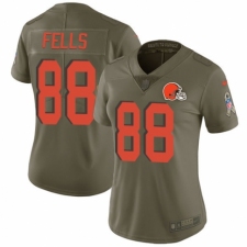 Women's Nike Cleveland Browns #88 Darren Fells Limited Olive 2017 Salute to Service NFL Jersey