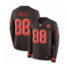Youth Nike Cleveland Browns #88 Darren Fells Limited Brown Therma Long Sleeve NFL Jersey