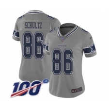 Women's Dallas Cowboys #86 Dalton Schultz Limited Gray Inverted Legend 100th Season Football Jersey