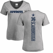 NFL Women's Nike Dallas Cowboys #36 Bo Scarbrough Ash Backer V-Neck T-Shirt