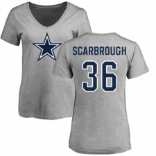 NFL Women's Nike Dallas Cowboys #36 Bo Scarbrough Ash Name & Number Logo Slim Fit T-Shirt