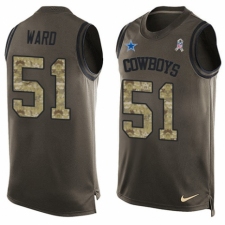 Men's Nike Dallas Cowboys #51 Jihad Ward Limited Green Salute to Service Tank Top NFL Jersey