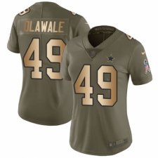 Women's Nike Dallas Cowboys #49 Jamize Olawale Limited Olive/Gold 2017 Salute to Service NFL Jersey