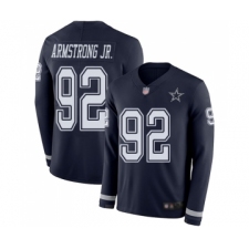 Men's Dallas Cowboys #92 Dorance Armstrong Jr. Limited Navy Blue Therma Long Sleeve Football Jersey