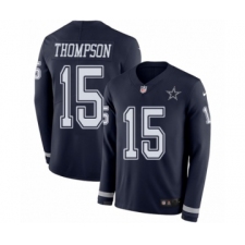 Men's Nike Dallas Cowboys #15 Deonte Thompson Limited Navy Blue Therma Long Sleeve NFL Jersey