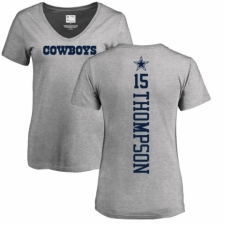 NFL Women's Nike Dallas Cowboys #15 Deonte Thompson Ash Backer V-Neck T-Shirt