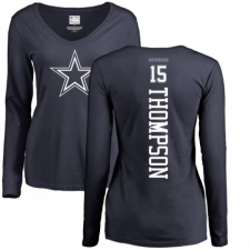 NFL Women's Nike Dallas Cowboys #15 Deonte Thompson Navy Blue Backer Slim Fit Long Sleeve T-Shirt