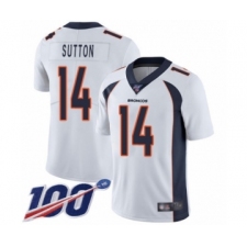Men's Denver Broncos #14 Courtland Sutton White Vapor Untouchable Limited Player 100th Season Football Jersey