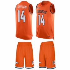 Men's Nike Denver Broncos #14 Courtland Sutton Limited Orange Tank Top Suit NFL Jersey