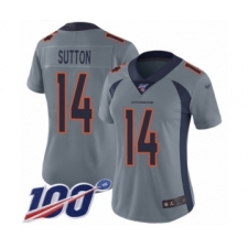 Women's Denver Broncos #14 Courtland Sutton Limited Silver Inverted Legend 100th Season Football Jersey