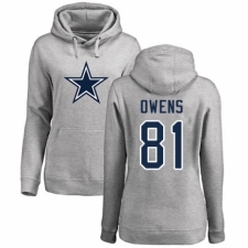 NFL Women's Nike Dallas Cowboys #81 Terrell Owens Ash Name & Number Logo Pullover Hoodie