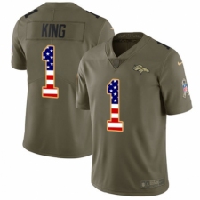 Men's Nike Denver Broncos #1 Marquette King Limited Olive/USA Flag 2017 Salute to Service NFL Jersey