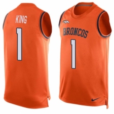 Men's Nike Denver Broncos #1 Marquette King Limited Orange Player Name & Number Tank Top NFL Jersey