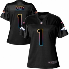 Women's Nike Denver Broncos #1 Marquette King Game Black Fashion NFL Jersey