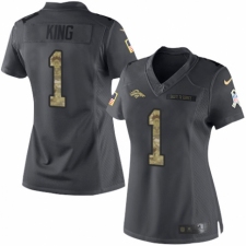 Women's Nike Denver Broncos #1 Marquette King Limited Black 2016 Salute to Service NFL Jersey