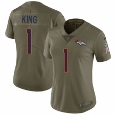 Women's Nike Denver Broncos #1 Marquette King Limited Olive 2017 Salute to Service NFL Jersey