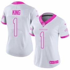 Women's Nike Denver Broncos #1 Marquette King Limited White/Pink Rush Fashion NFL Jersey