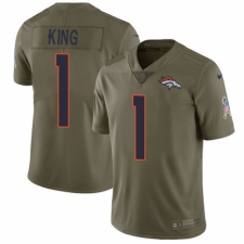 Youth Nike Denver Broncos #1 Marquette King Limited Olive 2017 Salute to Service NFL Jersey