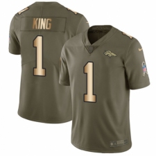 Youth Nike Denver Broncos #1 Marquette King Limited Olive/Gold 2017 Salute to Service NFL Jersey