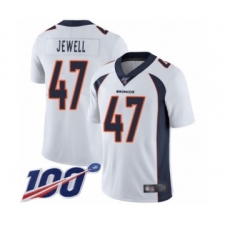 Men's Denver Broncos #47 Josey Jewell White Vapor Untouchable Limited Player 100th Season Football Jersey