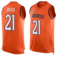 Men's Nike Denver Broncos #21 Tramaine Brock Limited Orange Player Name & Number Tank Top NFL Jersey