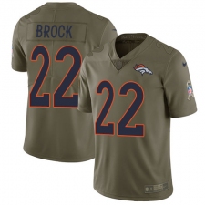 Men's Nike Denver Broncos #22 Tramaine Brock Limited Olive 2017 Salute to Service NFL Jersey