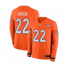 Men's Nike Denver Broncos #22 Tramaine Brock Limited Orange Therma Long Sleeve NFL Jersey