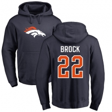NFL Nike Denver Broncos #22 Tramaine Brock Navy Blue Name & Number Logo Pullover Hoodie