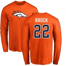 NFL Nike Denver Broncos #22 Tramaine Brock Orange Name & Number Logo Long Sleeve T-Shirt