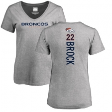 NFL Women's Nike Denver Broncos #22 Tramaine Brock Ash Backer V-Neck T-Shirt