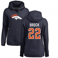 NFL Women's Nike Denver Broncos #22 Tramaine Brock Navy Blue Name & Number Logo Pullover Hoodie