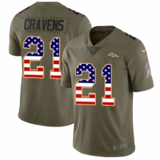 Men's Nike Denver Broncos #21 Su'a Cravens Limited Olive/USA Flag 2017 Salute to Service NFL Jersey