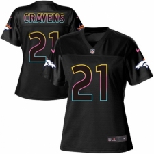 Women's Nike Denver Broncos #21 Su'a Cravens Game Black Fashion NFL Jersey