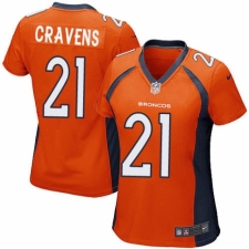 Women's Nike Denver Broncos #21 Su'a Cravens Game Orange Team Color NFL Jersey