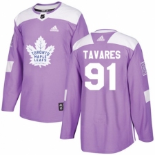 Men's Adidas Toronto Maple Leafs #91 John Tavares Authentic Purple Fights Cancer Practice NHL Jersey